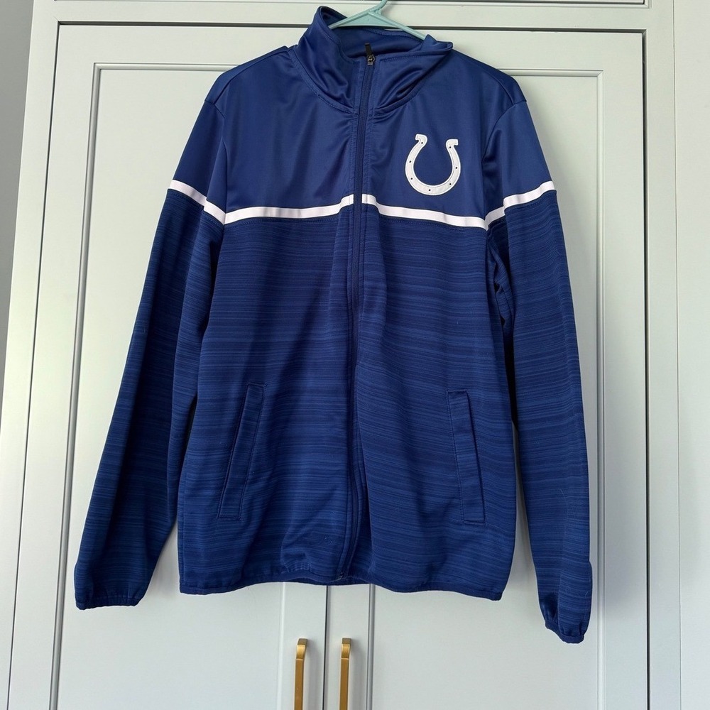 NFL Indianapolis Colts Mens Blue‎ Full Zip Track Jacket Medium Horseshoe Logo